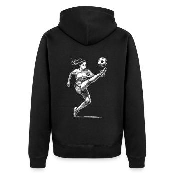 Women's football with a goal: shot, tension, goal - Unisex Premium Organic Zip Hoodie - black - Back - Nico (187cm)