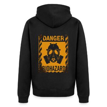 Biohazard Grunge Zombies Apokalypse Gasmaske - Unisex Premium Bio Zip Hoodie - Schwarz - Hinten - Nico (187cm)