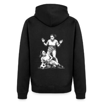 Faute dans le football féminin ! Chemise avec une posture forte - Veste à capuche bio Premium Unisexe - noir - Dos - Nico (187cm)