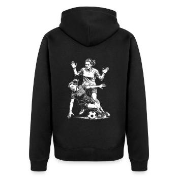 Effort physique ! Maillot de football pour femme avec ballon. - Veste à capuche bio Premium Unisexe - noir - Dos - Nico (187cm)
