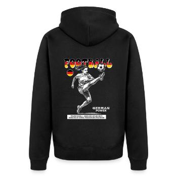 Germany Fußballerin Shirt: Spektakulärer Pass - Unisex Premium Bio Zip Hoodie - Schwarz - Hinten - Nico (187cm)