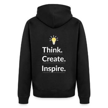 Think Create Inspire Glühbirne - Unisex Premium Bio Zip Hoodie - Schwarz - Hinten - Nico (187cm)