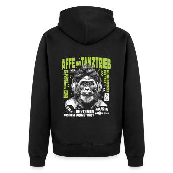 Philosopher Beat Shirt: Gorilla hears deep urban - Unisex Premium Organic Zip Hoodie - black - Back - Nico (187cm)