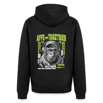 Bassblick Shirt: Gorilla hört keinen Widerspruch - Unisex Premium Bio Zip Hoodie - Schwarz - Hinten - Nico (187cm)