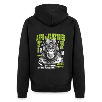 Rhythm Club Shirt: Wild Monkeys on the Dancefloor - Unisex Premium Organic Zip Hoodie - black - Back - Nico (187cm)