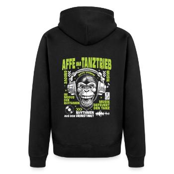 Cassette Cult Shirt: Old School Monkey Party Groove - Unisex Premium Organic Zip Hoodie - black - Back - Nico (187cm)