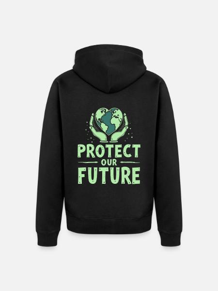 Protect Our Future Planet Earth - Unisex Premium Organic Zip Hoodie - black