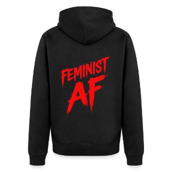 Feminist AF Statement Saying Sayings - Unisex Premium Organic Zip Hoodie - black - Back - Nico (187cm)