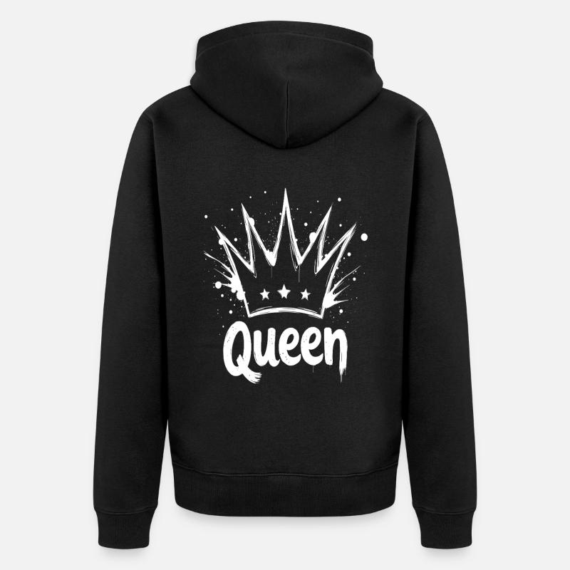 Queen Krone Splash - Unisex Premium Bio Zip Hoodie - Schwarz
