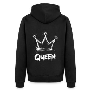 Queen Crown Splash - Unisex Premium Organic Zip Hoodie - black - Back - Nico (187cm)