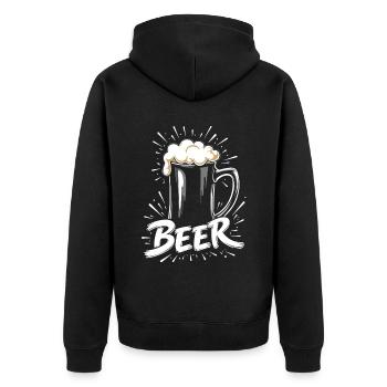 Beer Mug - Unisex Premium Organic Zip Hoodie - black - Back - Nico (187cm)