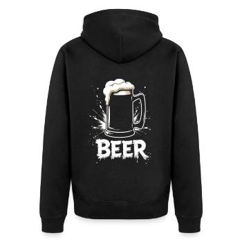 Beer Mug - Unisex Premium Organic Zip Hoodie - black - Back - Nico (187cm)