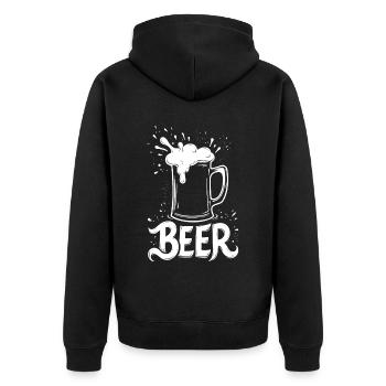 Beer Mug - Unisex Premium Organic Zip Hoodie - black - Back - Nico (187cm)