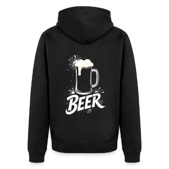 Beer Mug - Unisex Premium Organic Zip Hoodie - black - Back - Nico (187cm)