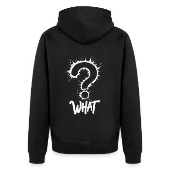What Fragezeichen Splash - Unisex Premium Bio Zip Hoodie - Schwarz - Hinten - Nico (187cm)