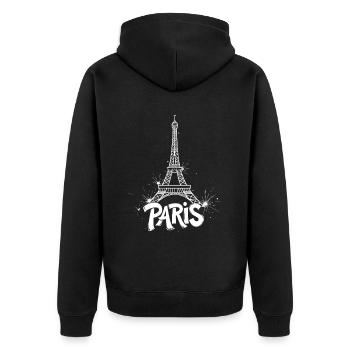 Eiffel Tower Pop Art Night Scene - Unisex Premium Organic Zip Hoodie - black - Back - Nico (187cm)