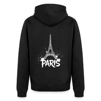 Eiffel Tower Pop Art Night Scene - Unisex Premium Organic Zip Hoodie - black - Back - Nico (187cm)