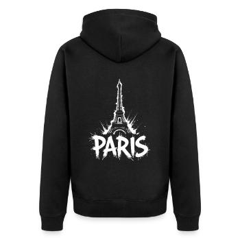 Eiffel Tower Pop Art Night Scene - Unisex Premium Organic Zip Hoodie - black - Back - Nico (187cm)