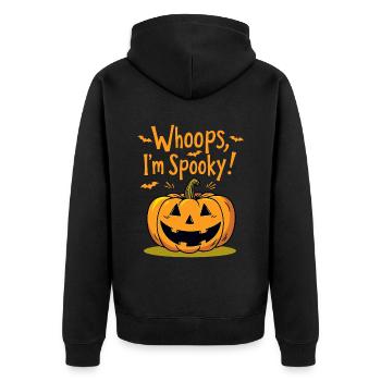 Whoops, I'm Spooky Halloween Pumpkin - Unisex Premium Organic Zip Hoodie - black - Back - Nico (187cm)