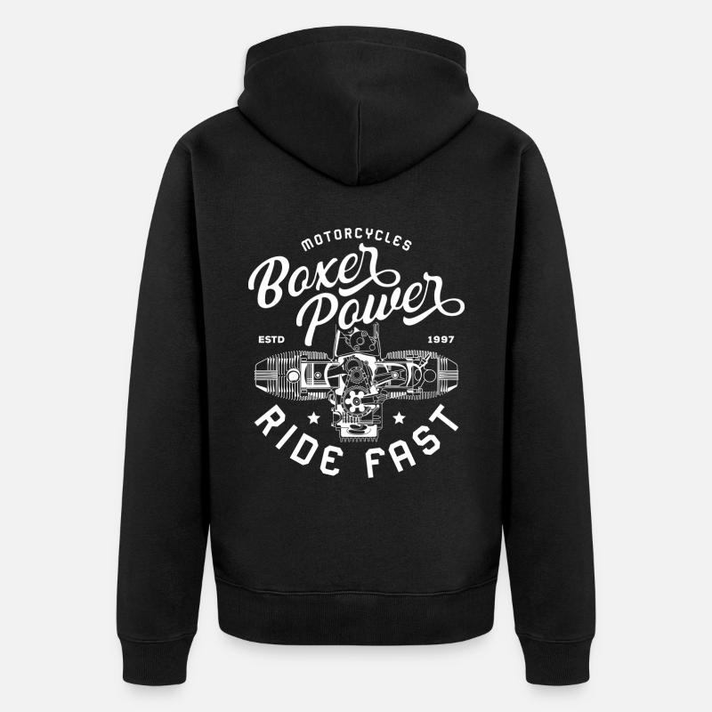 Boxermotor Series Motorrad Chopper Biker Geschenk - Unisex Premium Bio Zip Hoodie - Schwarz