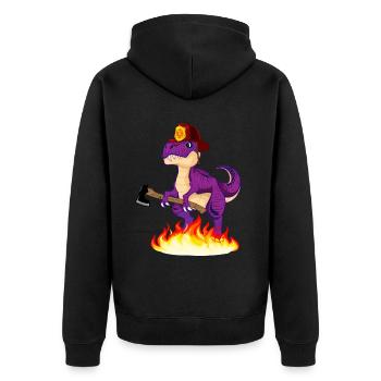 Fire Brigade Dinosaurs - Unisex Premium Organic Zip Hoodie - black - Back - Nico (187cm)