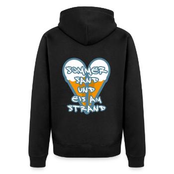 Sommer Sand Eis am Strand - Unisex Premium Bio Zip Hoodie - Schwarz - Hinten - Nico (187cm)