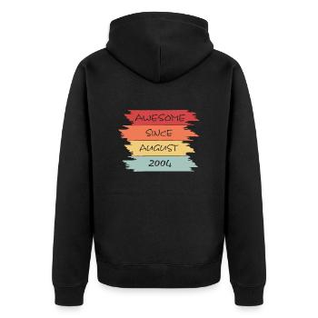 Awesome Since August 2004 - Unisex Premium Bio Zip Hoodie - Schwarz - Hinten - Nico (187cm)