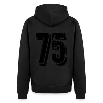 75 number jersey - Unisex Premium Organic Zip Hoodie - black - Back - Nico (187cm)