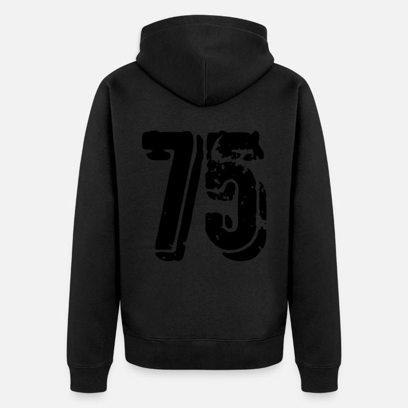 Maillot à 75 numéros - Veste à capuche bio Premium Unisexe - noir