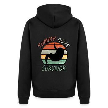 Tummy Ache Survivor Vintage Retro Sunset ✅⭐⭐⭐⭐⭐✅ - Unisex Premium Organic Zip Hoodie - black - Back - Nico (187cm)