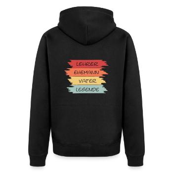 Lehrer Ehemann Vater Legende - Unisex Premium Bio Zip Hoodie - Schwarz - Hinten - Nico (187cm)