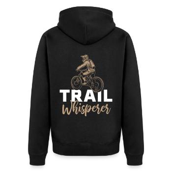 Trailflüsterer Mountainbike MTB Downhill - Unisex Premium Bio Zip Hoodie - Schwarz - Hinten - Nico (187cm)