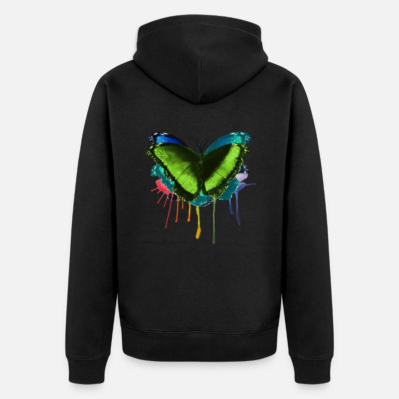 Papillon mouche arc-en-ciel colorée par Mme Peanut - Veste à capuche bio Premium Unisexe - noir