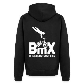 BMX Eine Möglichkeit, Geschenk Papa und Sohn zu leben - Unisex Premium Bio Zip Hoodie - Schwarz - Hinten - Nico (187cm)