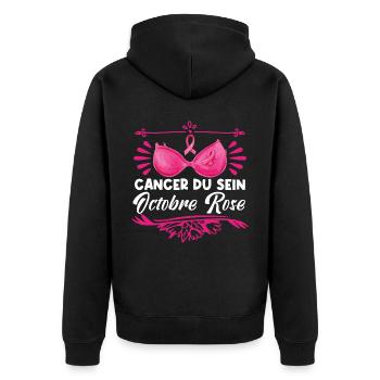 Cancer Du Sein Octobre Rose. - Veste à capuche bio Premium Unisexe - noir - Dos - Nico (187cm)