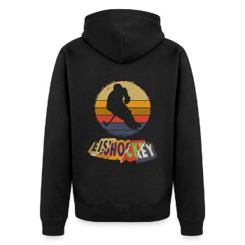 Eishockey Eishockeyspieler Spieler Vintage Retro - Unisex Premium Bio Zip Hoodie - Schwarz - Hinten - Nico (187cm)