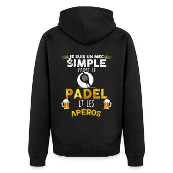 Padel les aperos Humour Cadeau Homme - Veste à capuche bio Premium Unisexe - noir - Dos - Nico (187cm)
