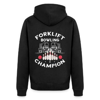 Gabelstaplerbediener und Gabelstaplerfahrer - Unisex Premium Bio Zip Hoodie - Schwarz - Hinten - Nico (187cm)