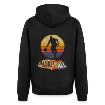 Basketball Basketballspieler Spieler Vintage Retro - Unisex Premium Bio Zip Hoodie - Schwarz - Hinten - Nico (187cm)