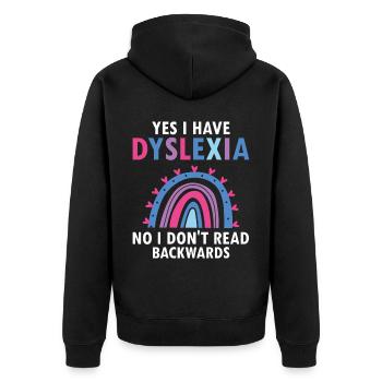 Dyslexia Therapy for Dyslexia Month - Unisex Premium Organic Zip Hoodie - black - Back - Nico (187cm)