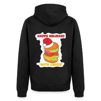 Happy Holidays With Cheese Burger - Unisex Premium Organic Zip Hoodie - black - Back - Nico (187cm)