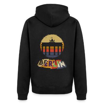 Berlin Germany City Skyline Vintage Retro - Unisex Premium Organic Zip Hoodie - black - Back - Nico (187cm)