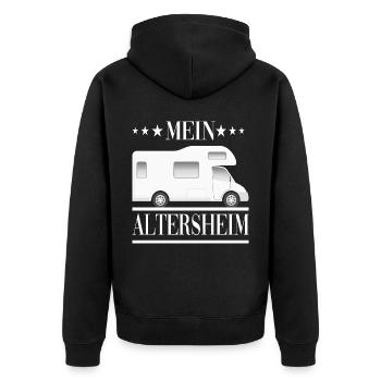 Camping Wohnmobil Altersheim Reisen Wohnwagen - Unisex Premium Bio Zip Hoodie - Schwarz - Hinten - Nico (187cm)