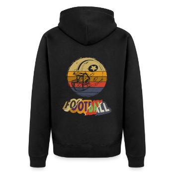 American Football Helm Vintage Retro USA Sport - Unisex Premium Bio Zip Hoodie - Schwarz - Hinten - Nico (187cm)