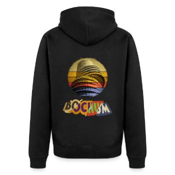 Bochum Deutschland Stadt Skyline Vintage Retro - Unisex Premium Bio Zip Hoodie - Schwarz - Hinten - Nico (187cm)