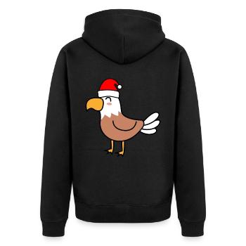 Adler Comic Weihnachten Xmas - Unisex Premium Bio Zip Hoodie - Schwarz - Hinten - Nico (187cm)