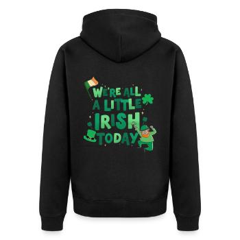 Fröhlichen St Patrick Tag. St. Patrick's Day! - Unisex Premium Bio Zip Hoodie - Schwarz - Hinten - Nico (187cm)