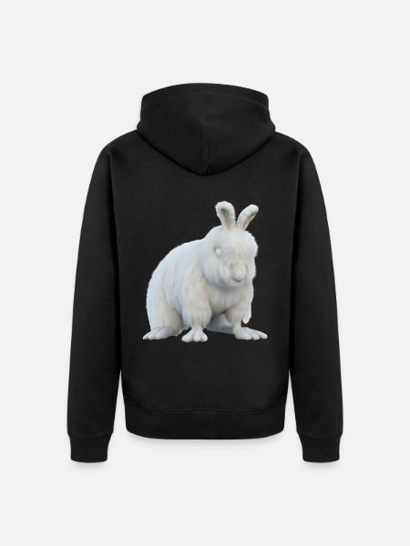 Fluffy Angora rabbit - Unisex Premium Organic Zip Hoodie - black