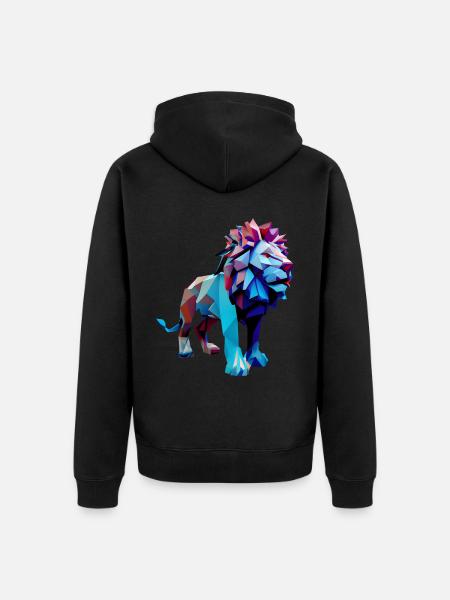 Polygon Löwen - Unisex Premium Bio Zip Hoodie - Schwarz