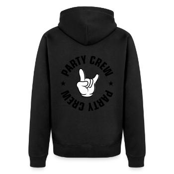 Party Crew Hand Symbol - Unisex Premium Organic Zip Hoodie - black - Back - Nico (187cm)